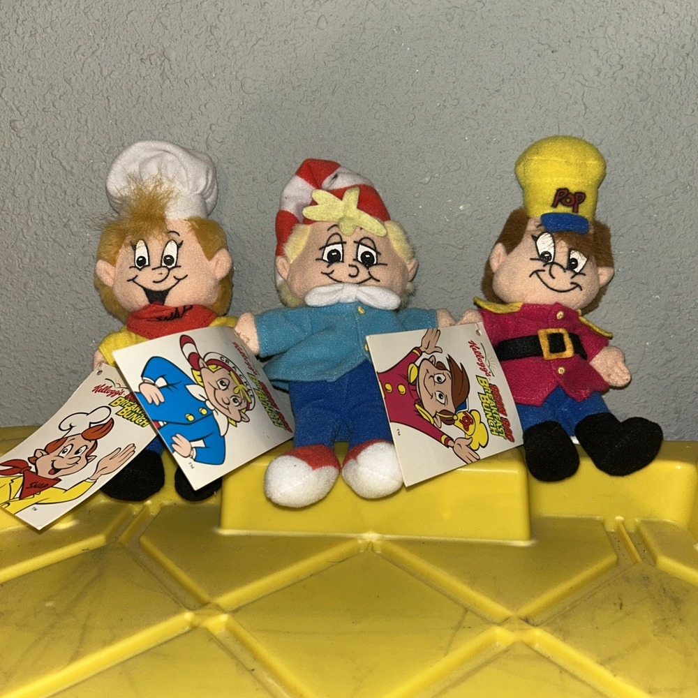 1997 Kellogg Rice Krispies Snap Crackle & Pop Plush Bean Bag Breakfast 7" P5